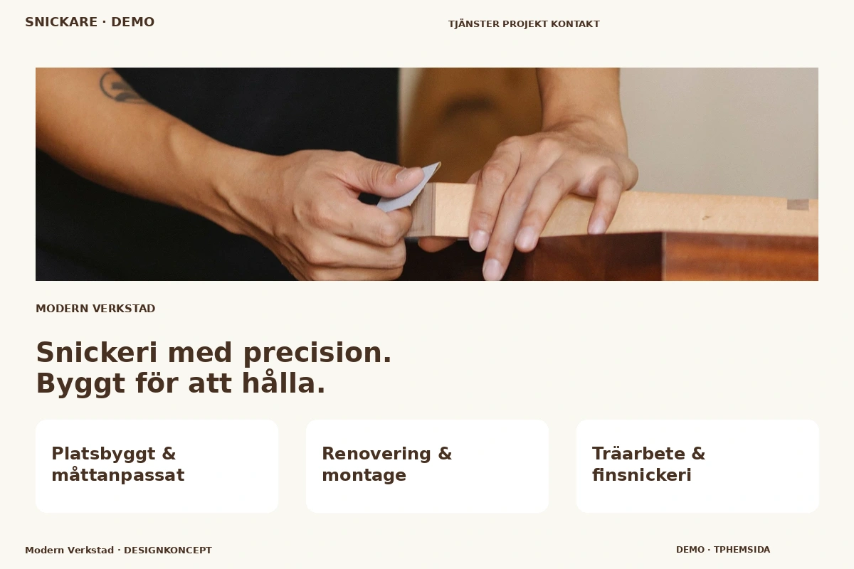 Modern Verkstad – relaterat designförslag för snickare