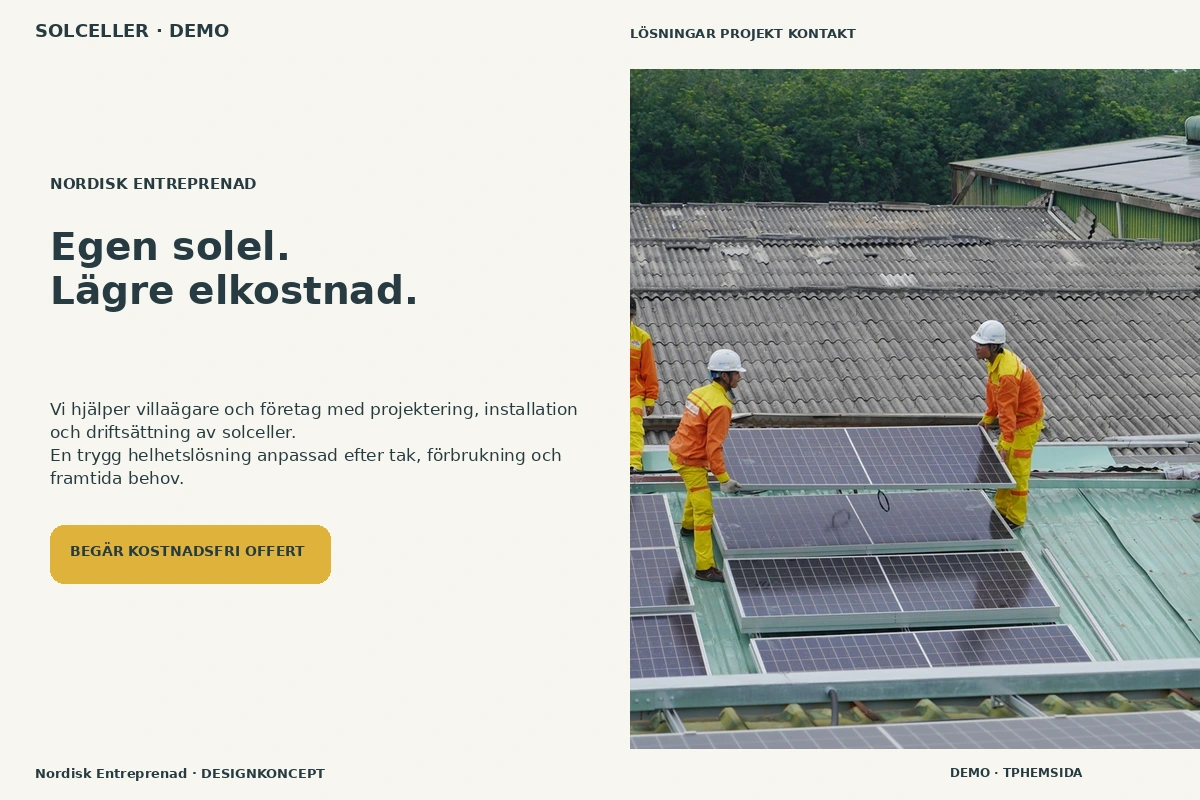 Nordisk Entreprenad – relaterat designförslag för solceller