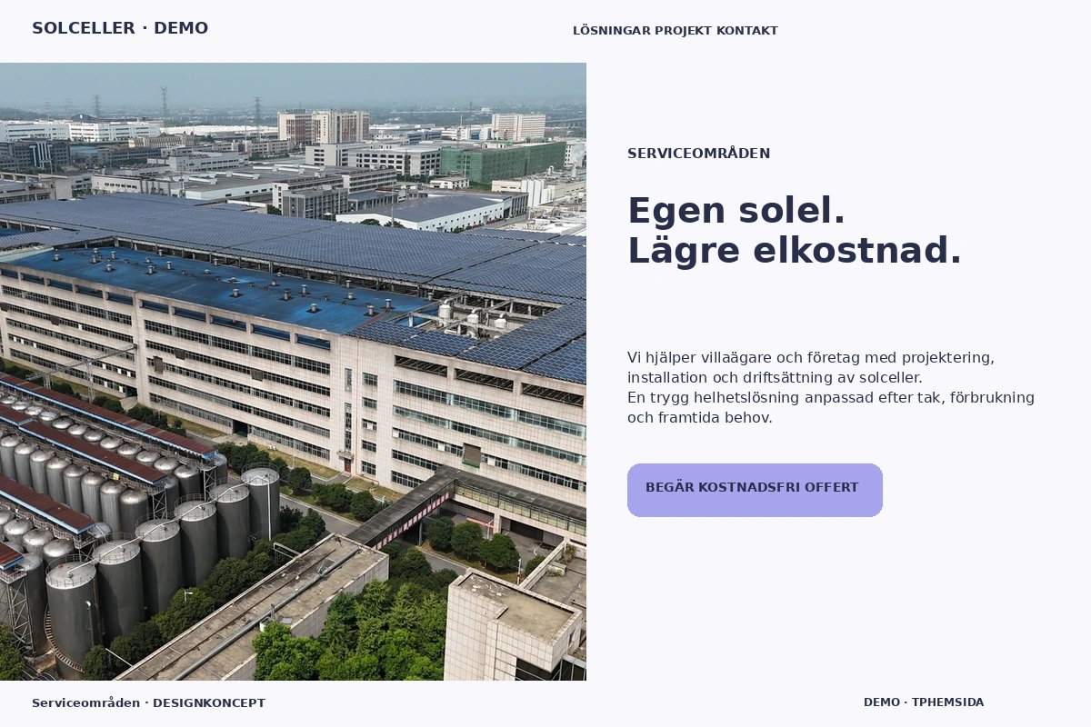 Serviceområden – relaterat designförslag för solceller