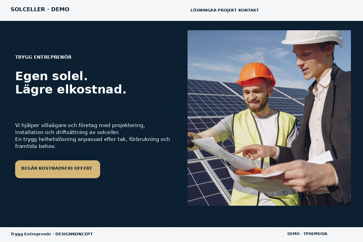 Trygg Entreprenör – relaterat designförslag för solceller