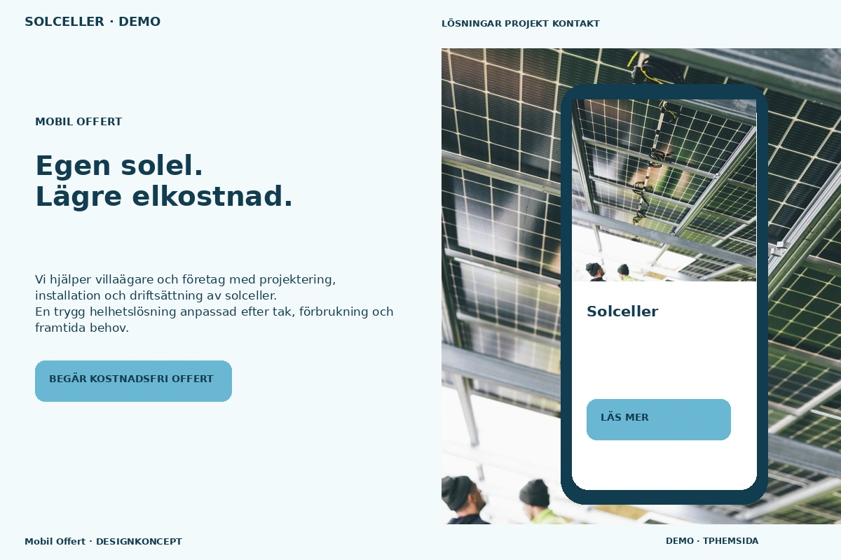 Mobil Offert – relaterat designförslag för solceller