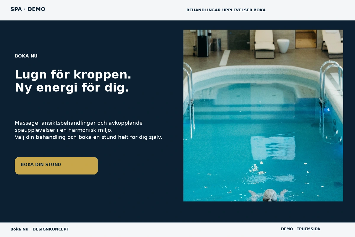 Boka Nu – relaterat designförslag för spa