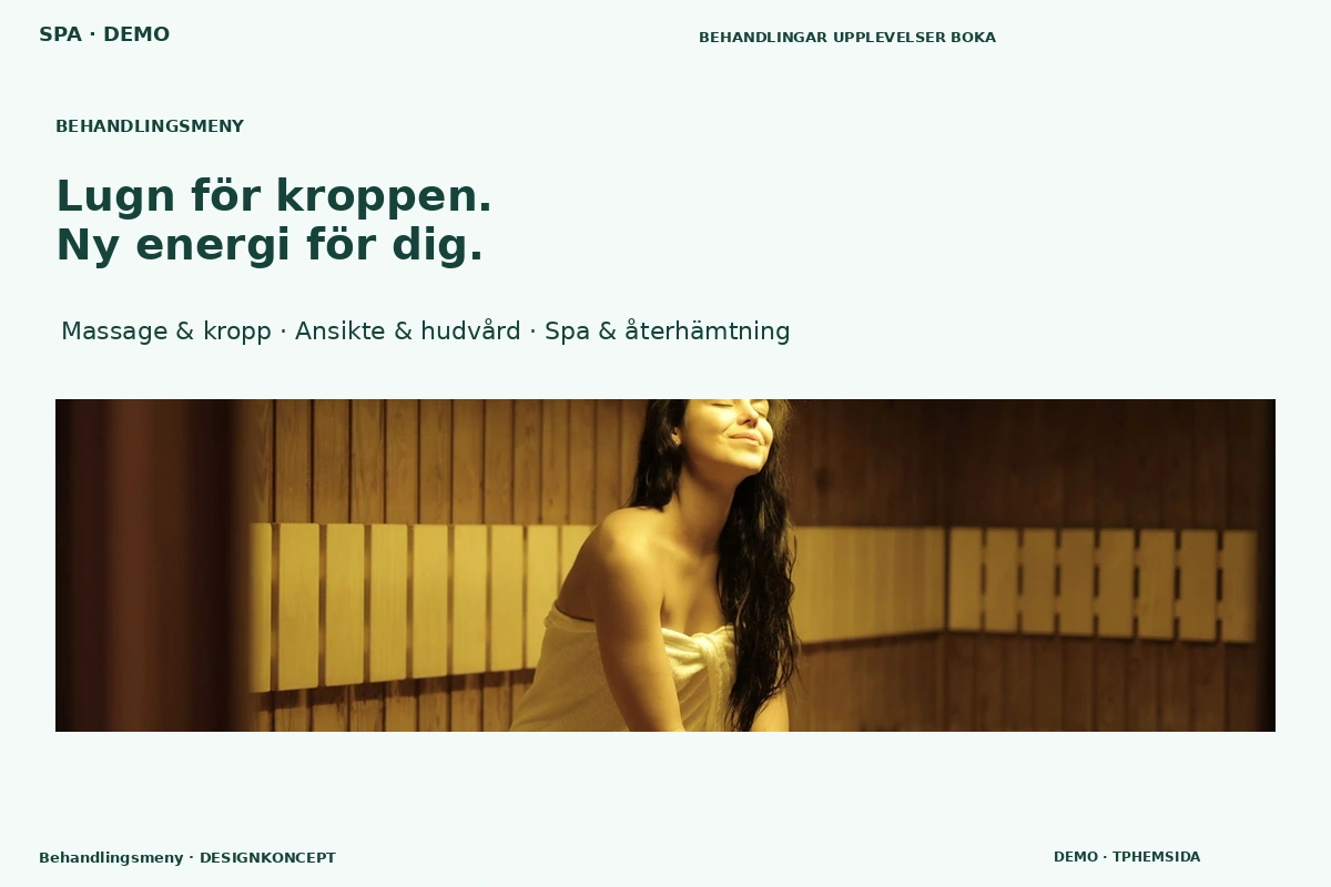 Behandlingsmeny – relaterat designförslag för spa
