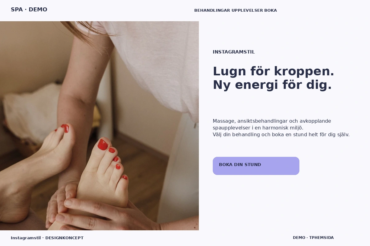Instagramstil – relaterat designförslag för spa