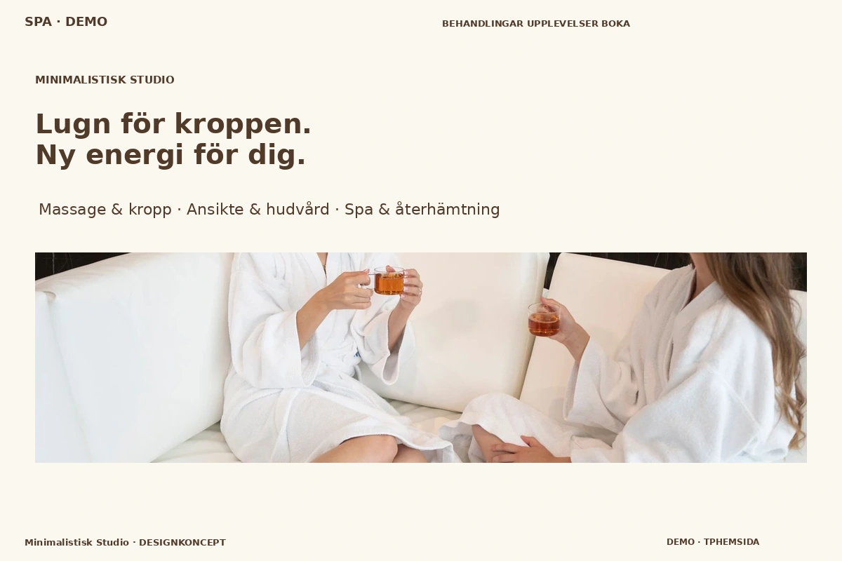 Minimalistisk Studio – designförslag för spa