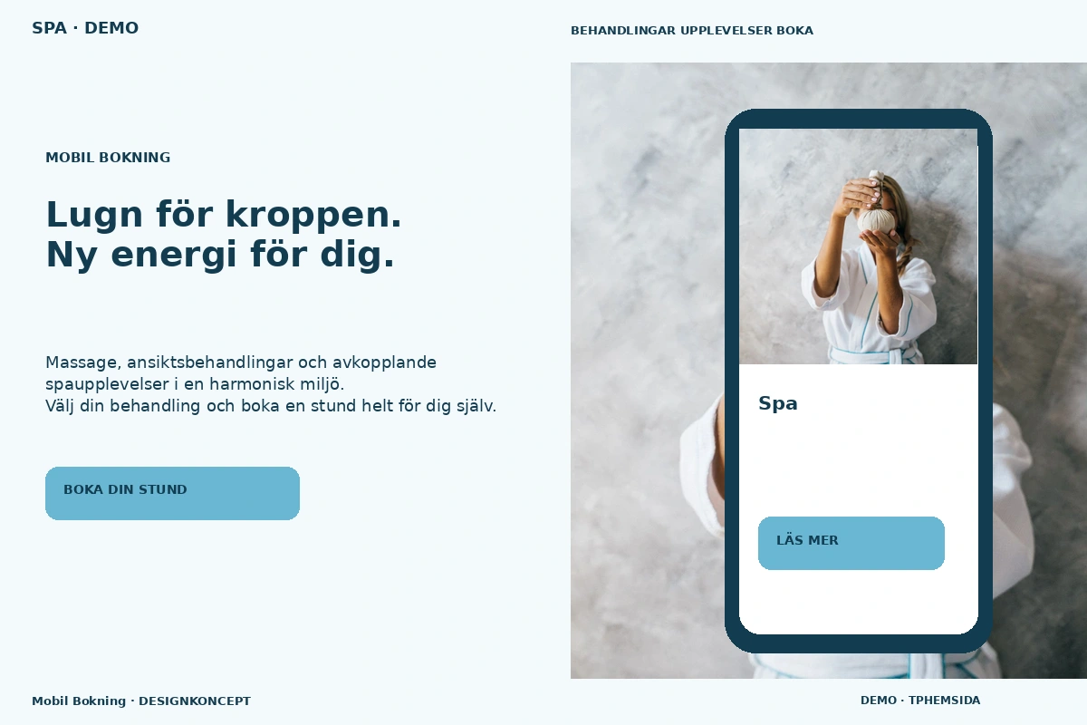 Mobil Bokning – designförslag för spa