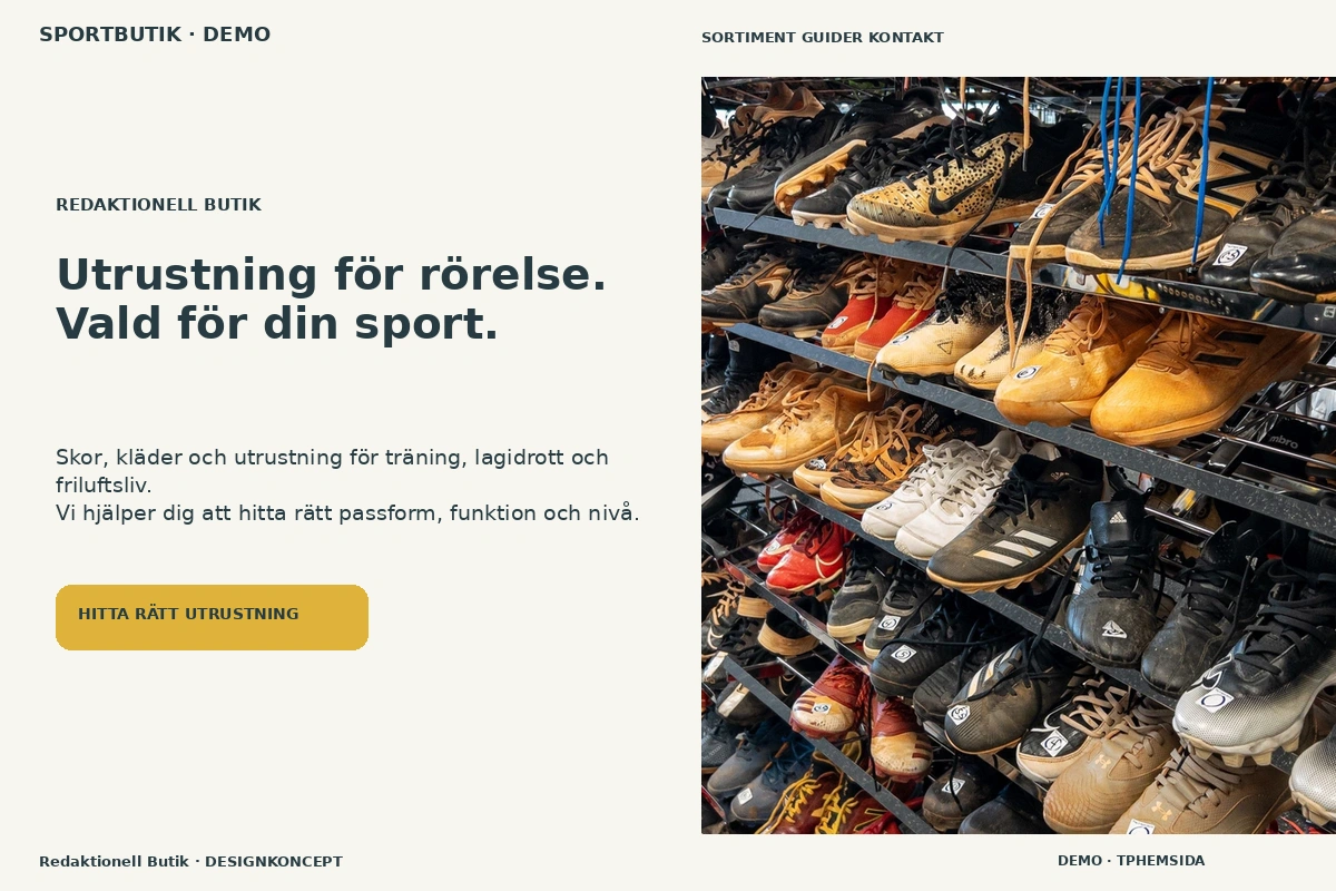 Redaktionell Butik – relaterat designförslag för sportbutik