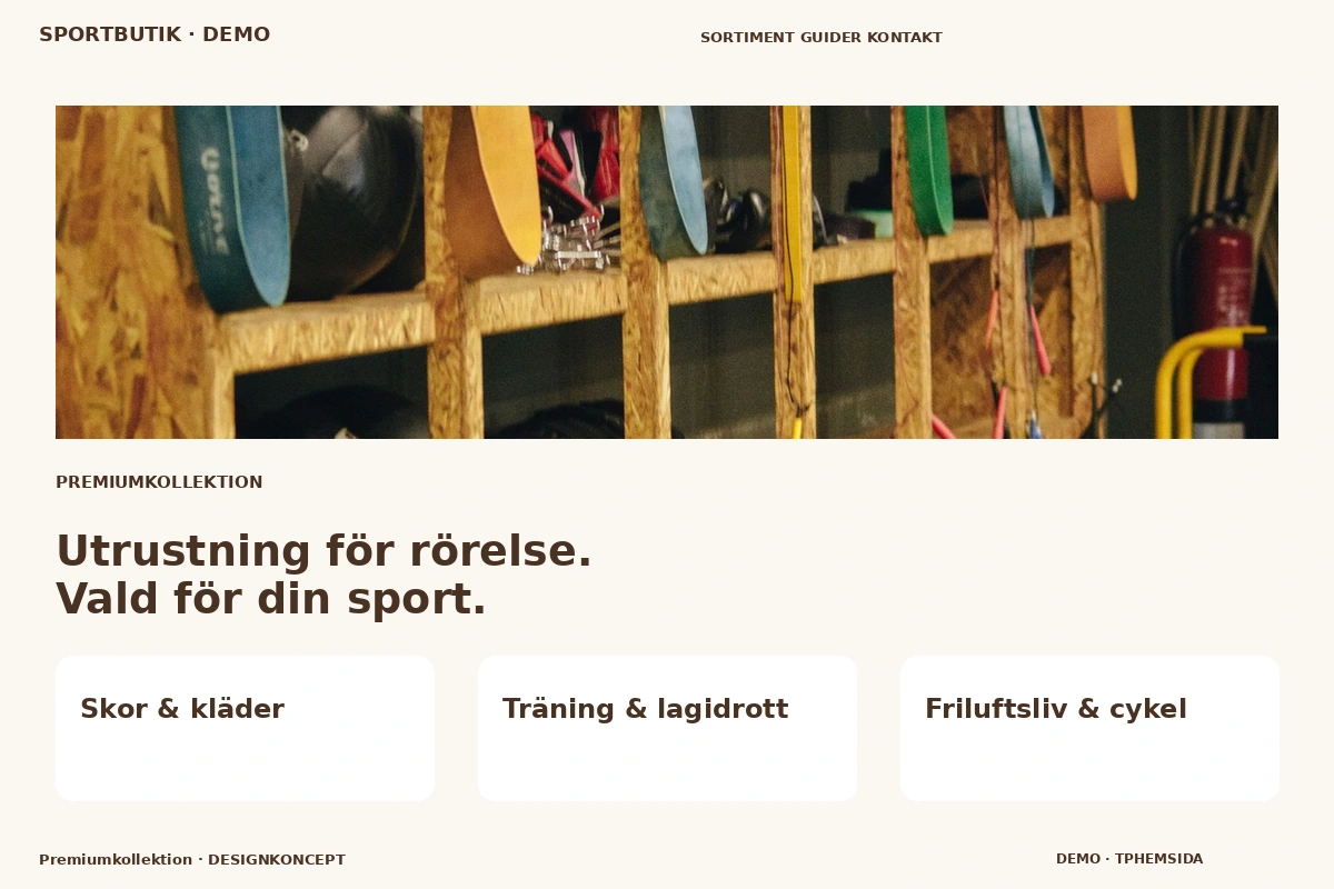 Premiumkollektion – relaterat designförslag för sportbutik