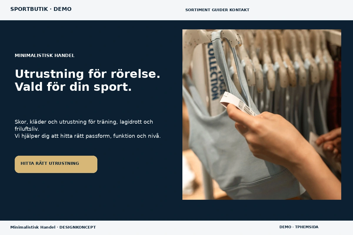 Minimalistisk Handel – relaterat designförslag för sportbutik