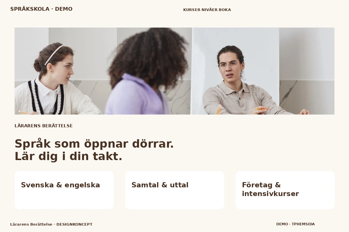 Lärarens Berättelse – relaterat designförslag för språkskola