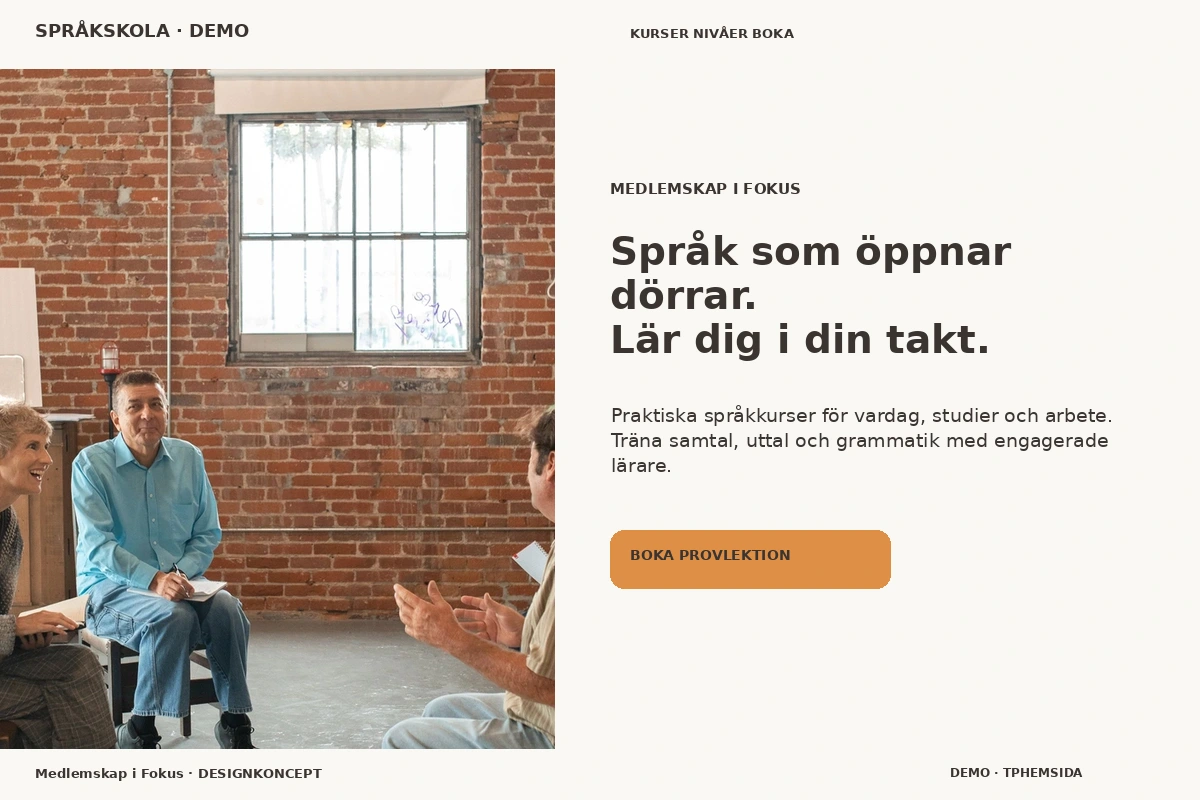 Medlemskap i Fokus – designförslag för språkskola