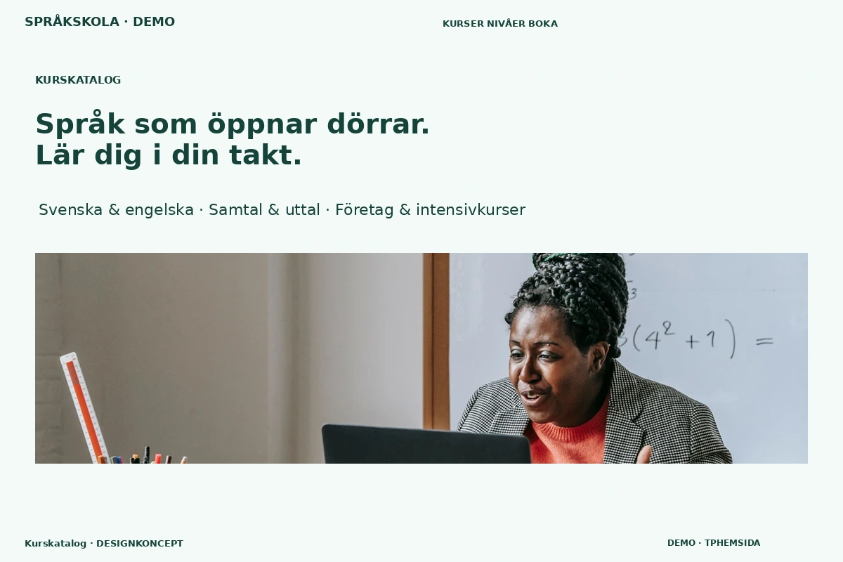 Kurskatalog – relaterat designförslag för språkskola