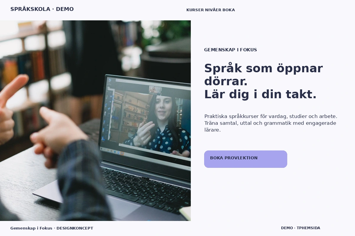 Gemenskap i Fokus – designförslag för språkskola