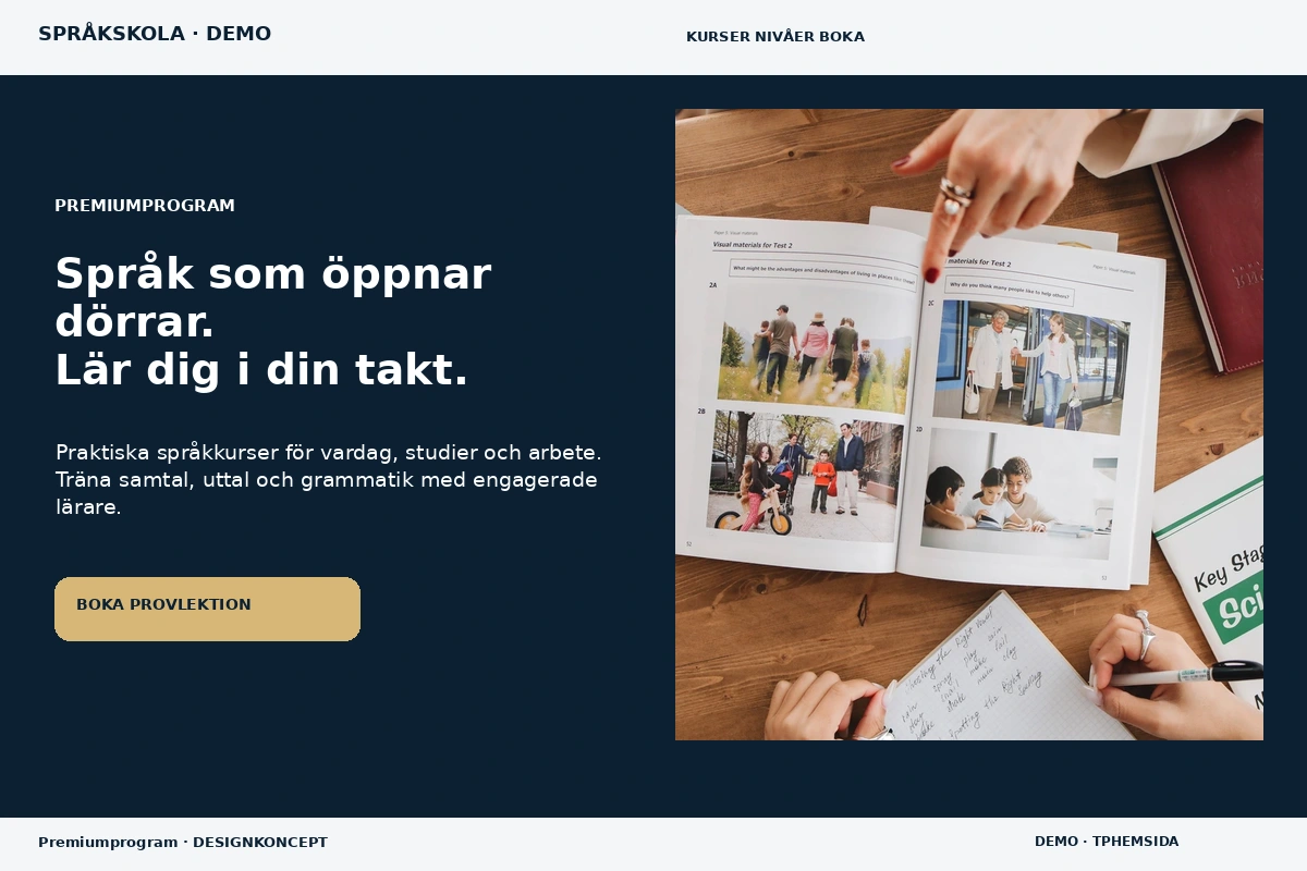 Premiumprogram – designförslag för språkskola