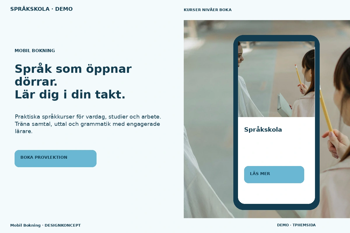 Mobil Bokning – designförslag för språkskola