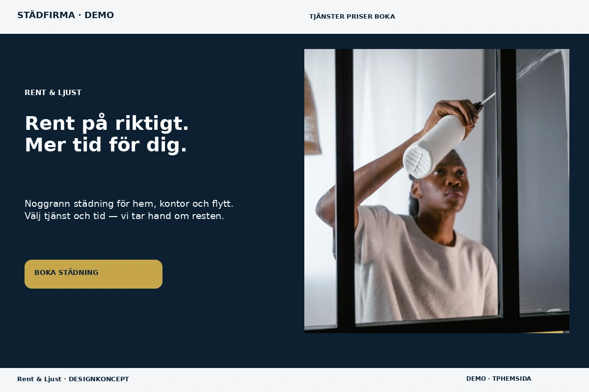 Rent & Ljust – relaterat designförslag för städfirma