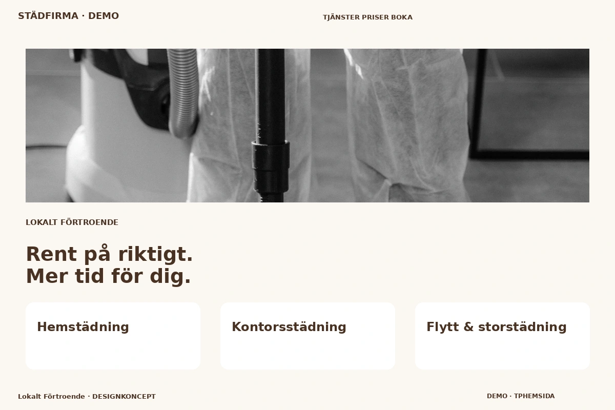 Lokalt Förtroende – relaterat designförslag för städfirma