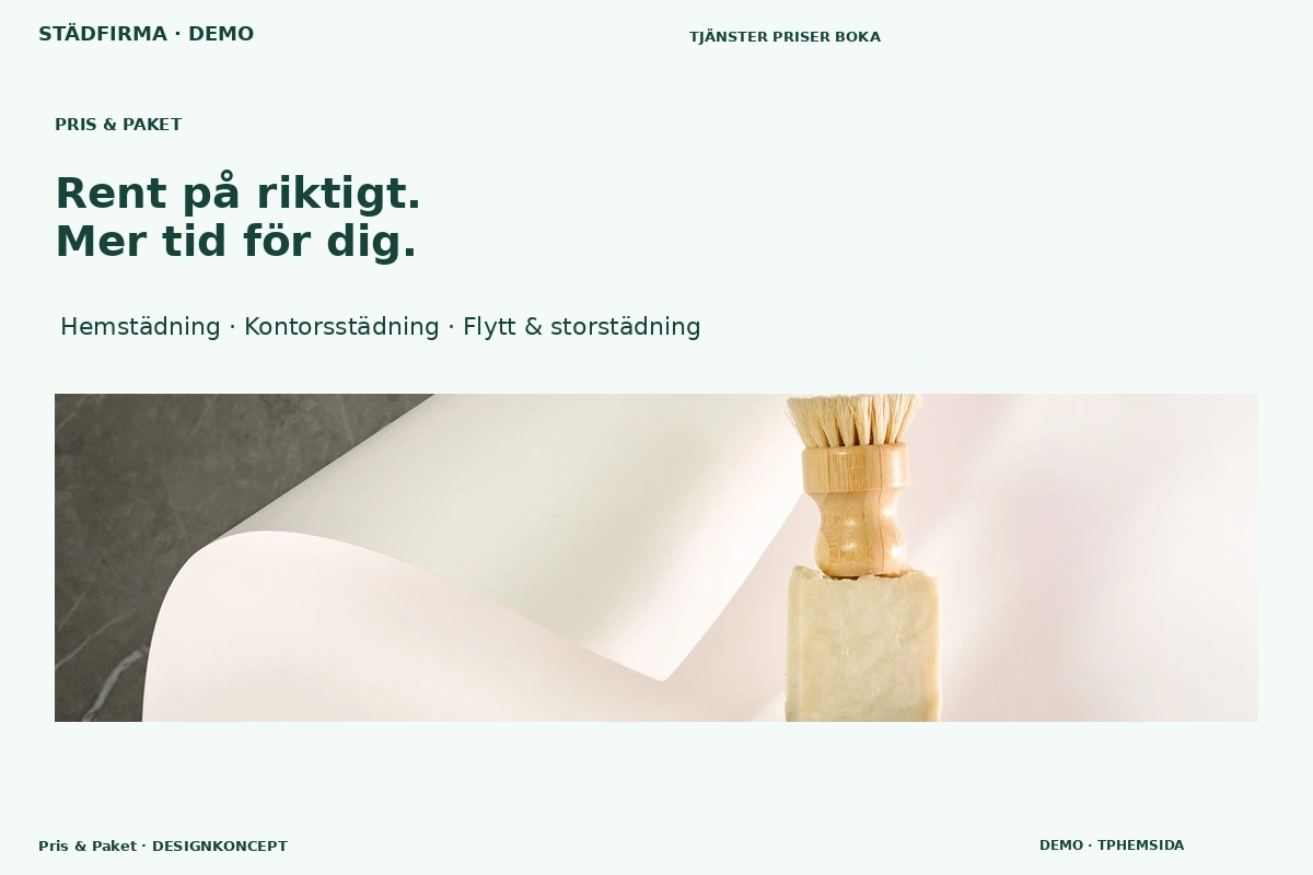 Pris & Paket – relaterat designförslag för städfirma