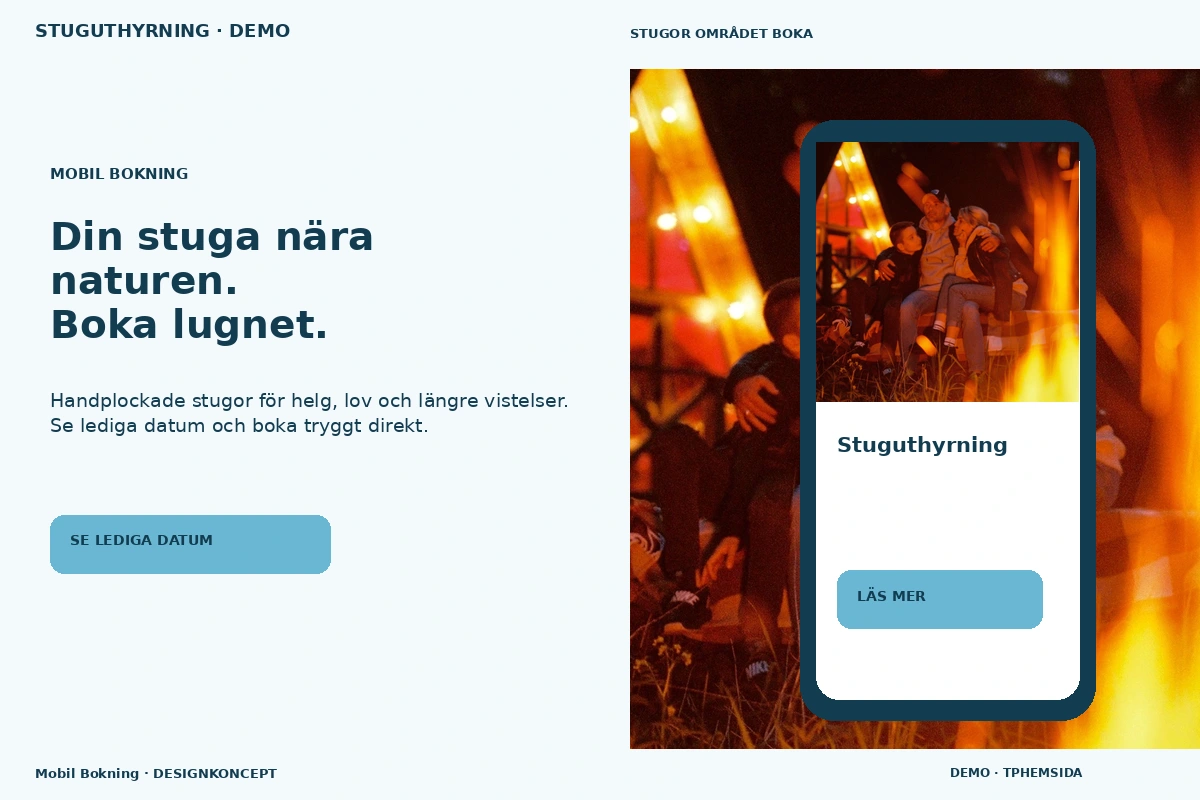Mobil Bokning – designförslag för stuguthyrning