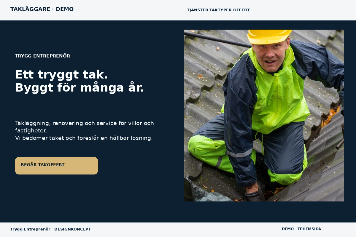 Trygg Entreprenör – relaterat designförslag för takläggare