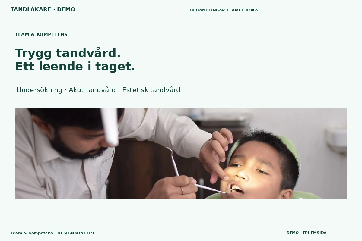 Team & Kompetens – relaterat designförslag för tandläkare
