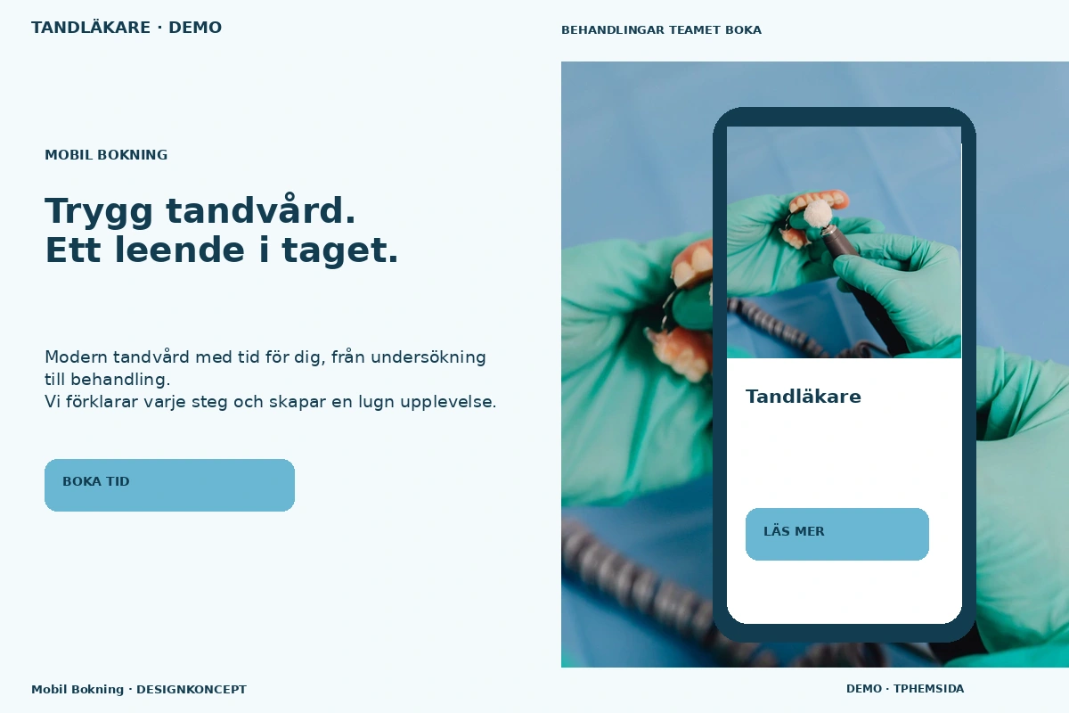 Mobil Bokning – designförslag för tandläkare