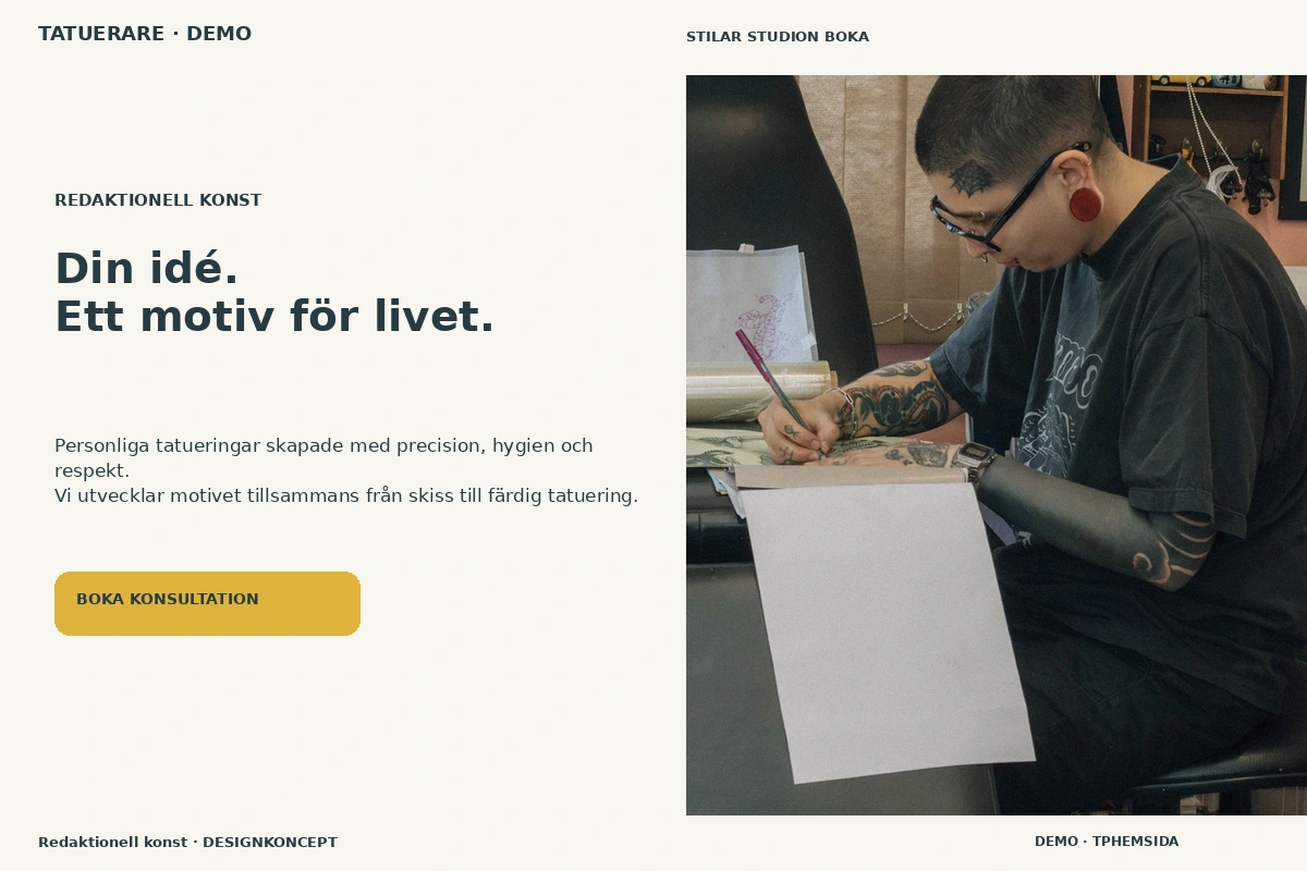 Redaktionell konst – relaterat designförslag för tatuerare