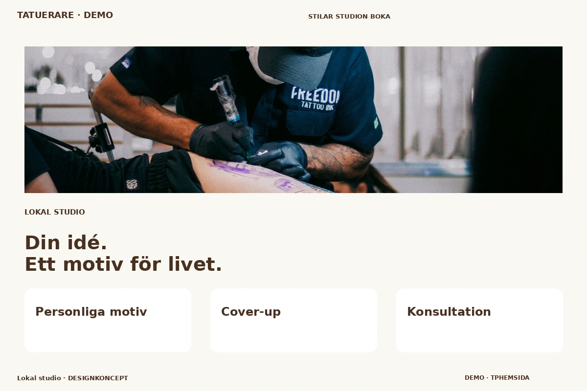 Lokal studio – relaterat designförslag för tatuerare