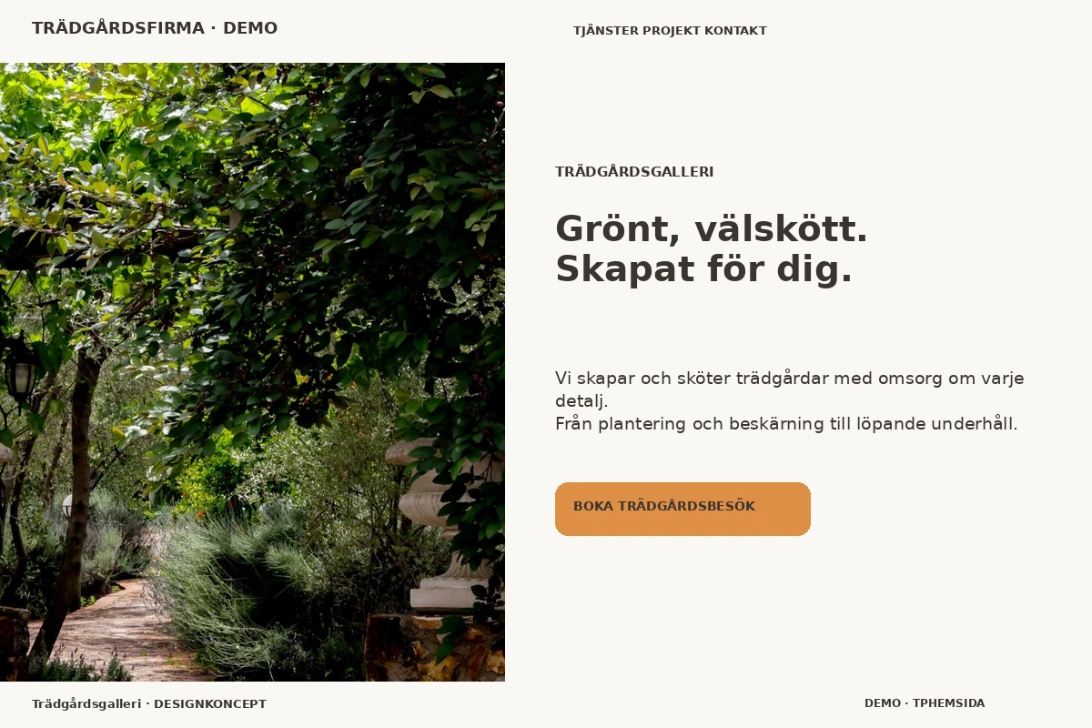 Trädgårdsgalleri – designförslag för trädgårdsfirma