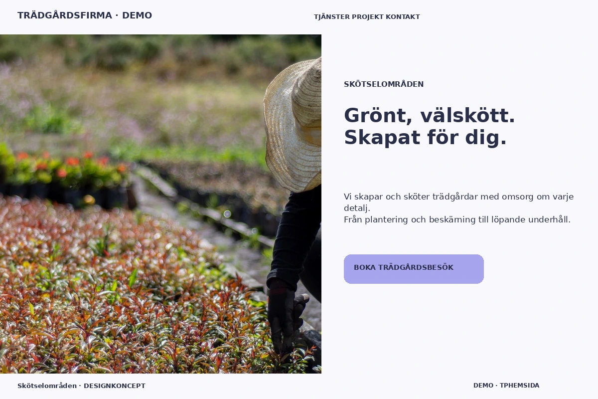 Skötselområden – designförslag för trädgårdsfirma