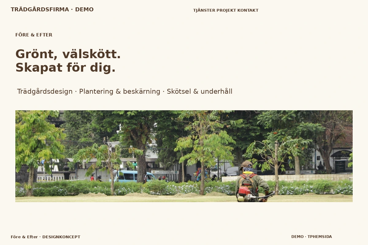Före & Efter – designförslag för trädgårdsfirma