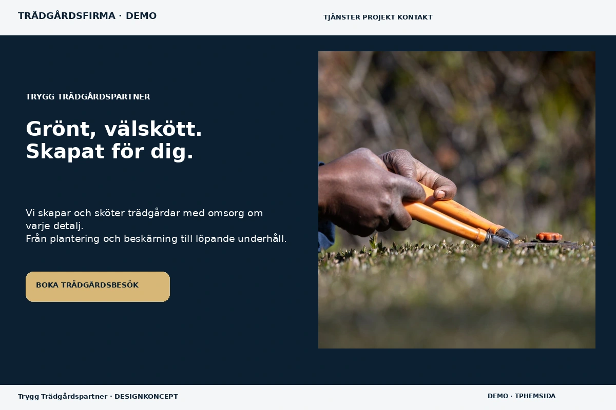 Trygg Trädgårdspartner – designförslag för trädgårdsfirma