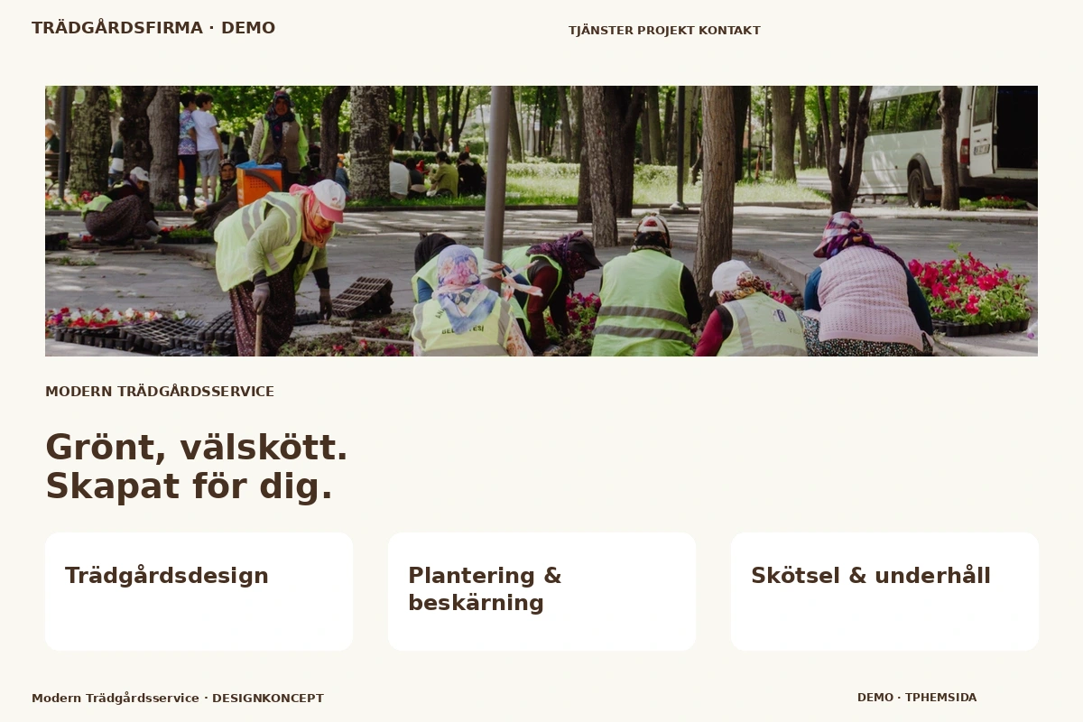 Modern Trädgårdsservice – designförslag för trädgårdsfirma