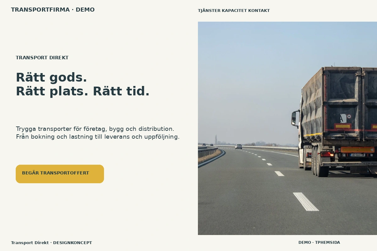 Designförslag för Transportfirma