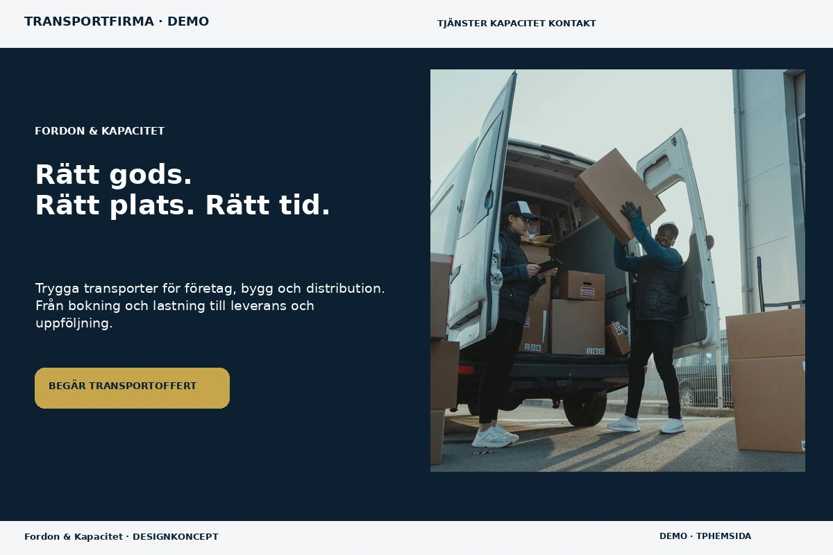 Fordon & Kapacitet – designförslag för transportfirma