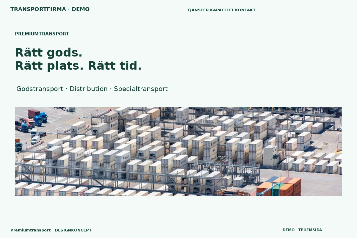 Premiumtransport – relaterat designförslag för transportfirma
