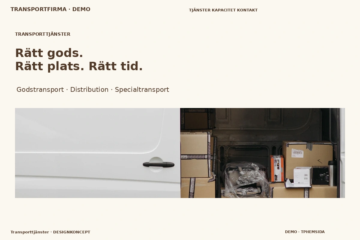 Transporttjänster – designförslag för transportfirma