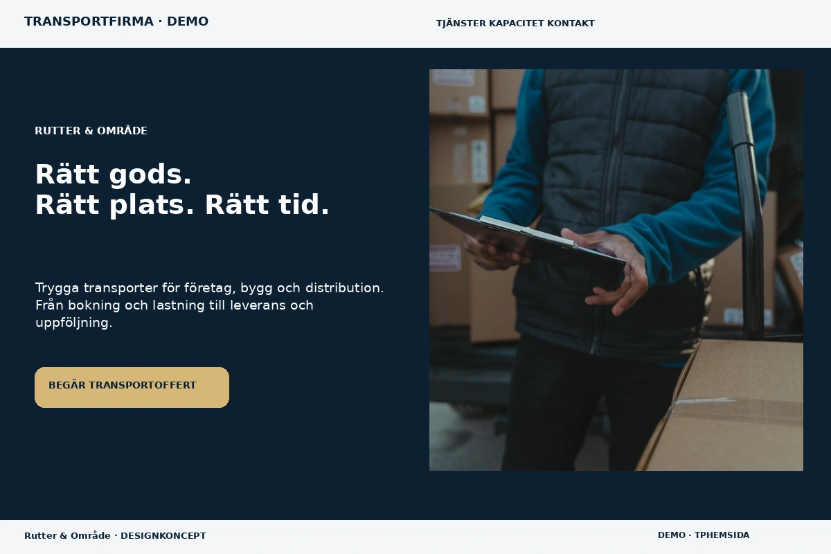 Rutter & Område – relaterat designförslag för transportfirma