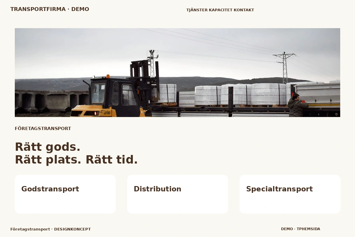 Företagstransport – designförslag för transportfirma