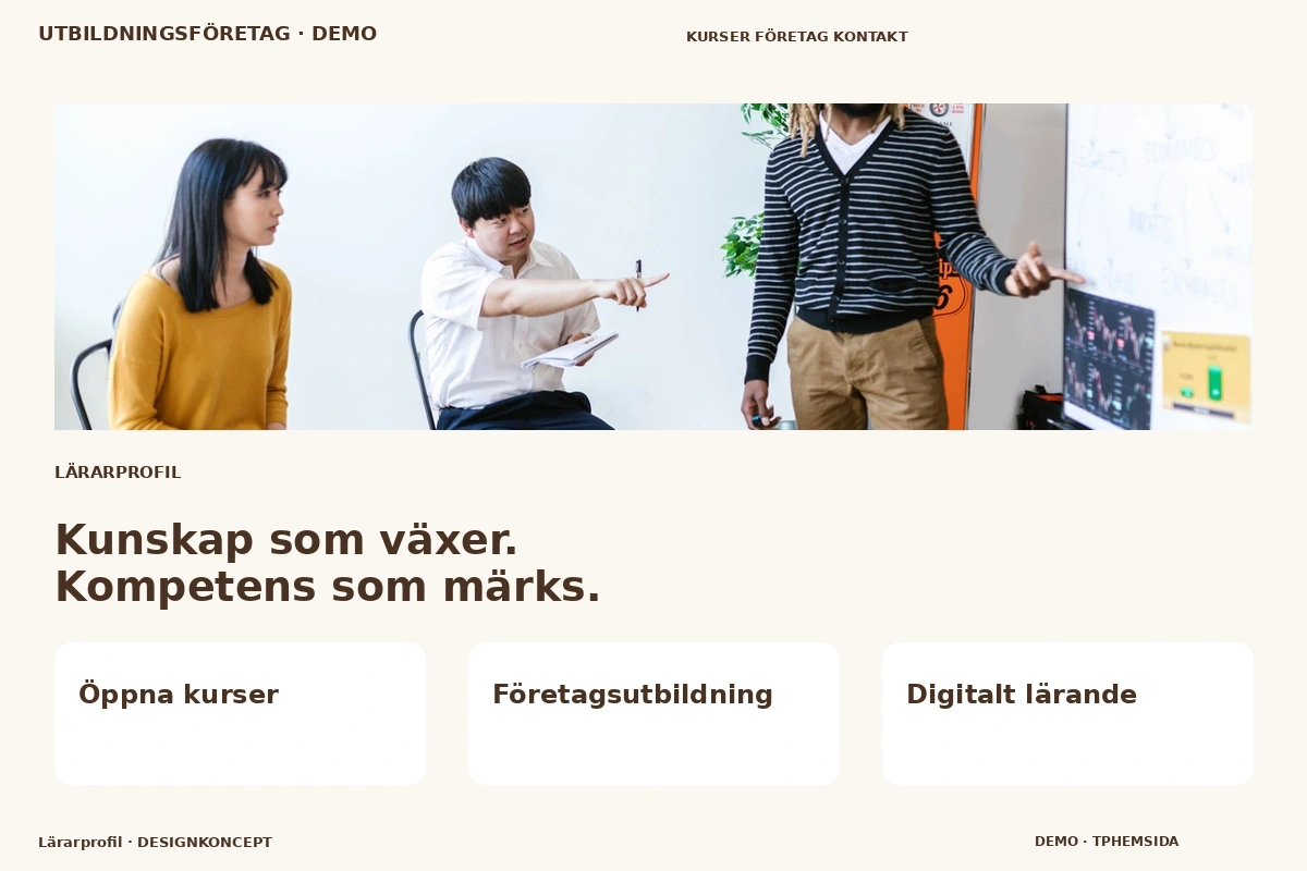 Lärarprofil – designförslag för utbildningsföretag