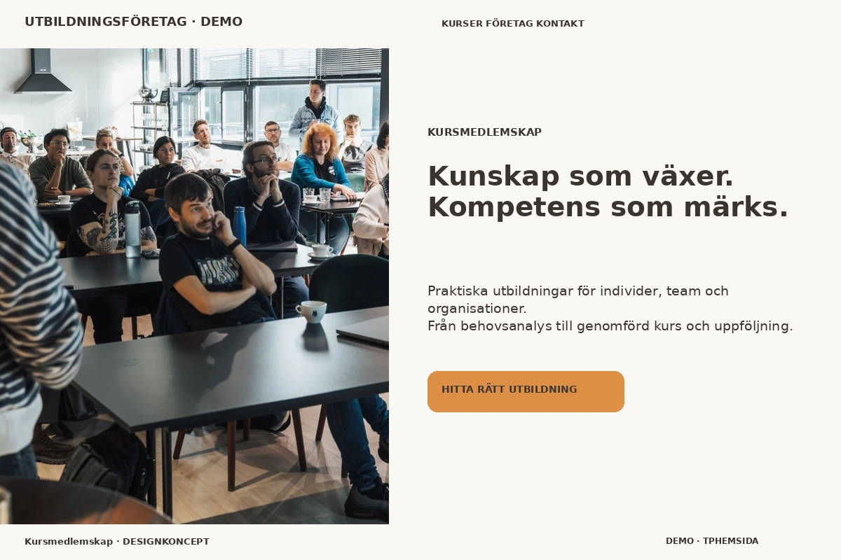 Kursmedlemskap – relaterat designförslag för utbildningsföretag