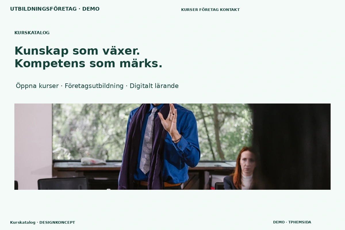 Kurskatalog – relaterat designförslag för utbildningsföretag