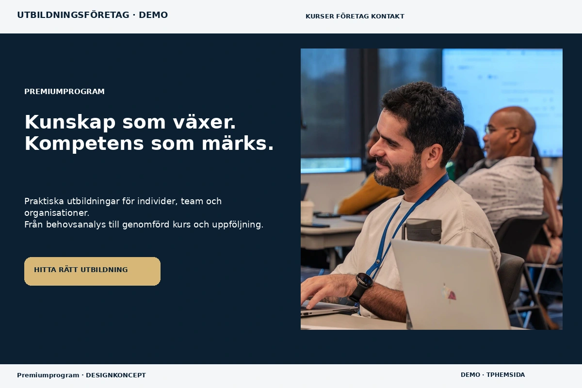 Premiumprogram – designförslag för utbildningsföretag