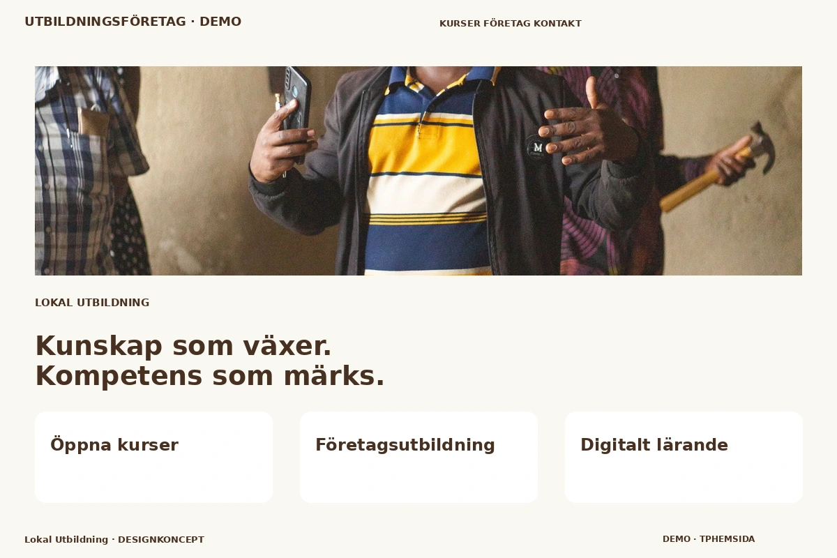 Lokal Utbildning – relaterat designförslag för utbildningsföretag