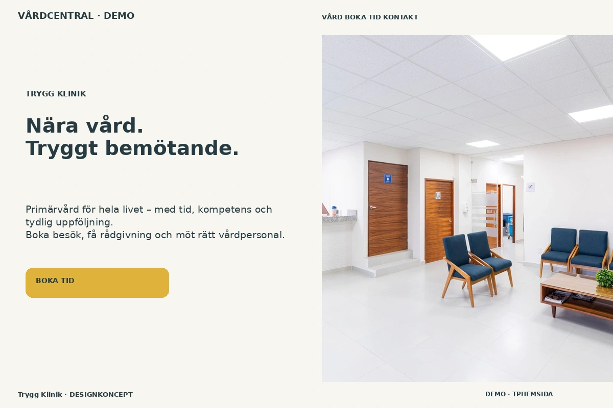 Trygg Klinik – designförslag för vårdcentral