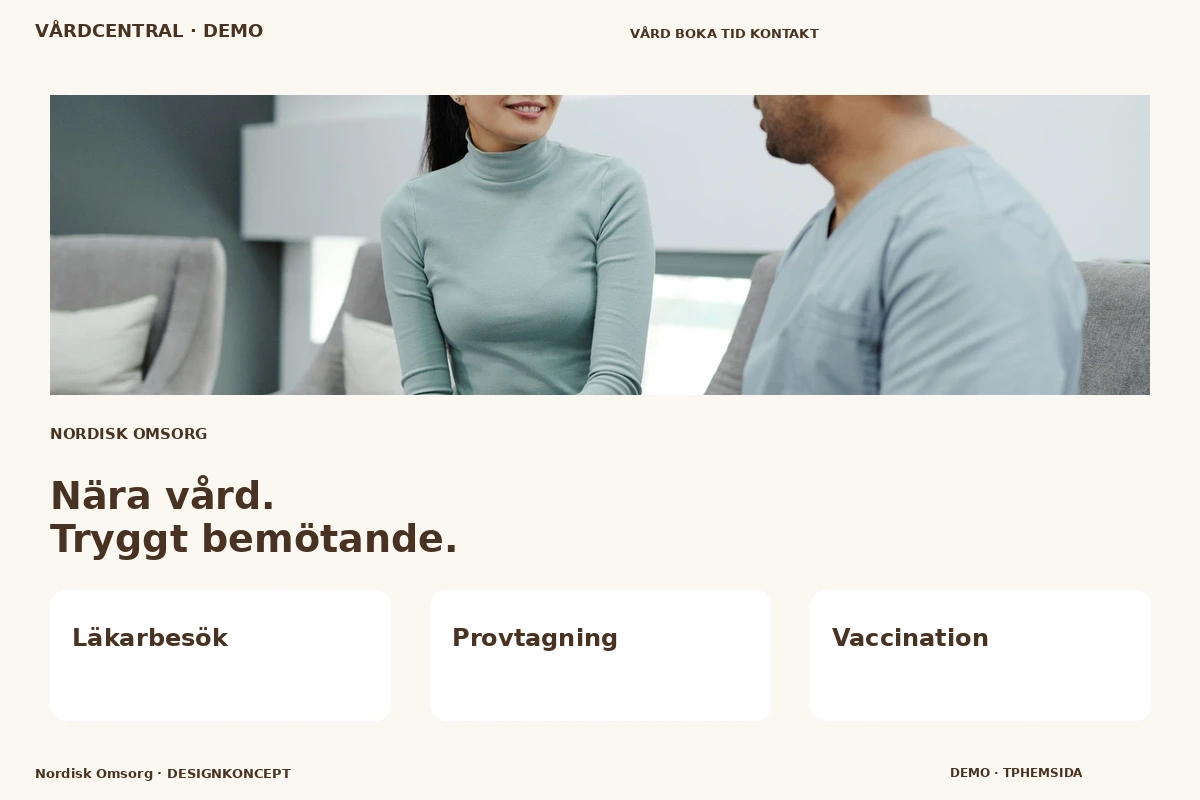 Nordisk Omsorg – relaterat designförslag för vårdcentral