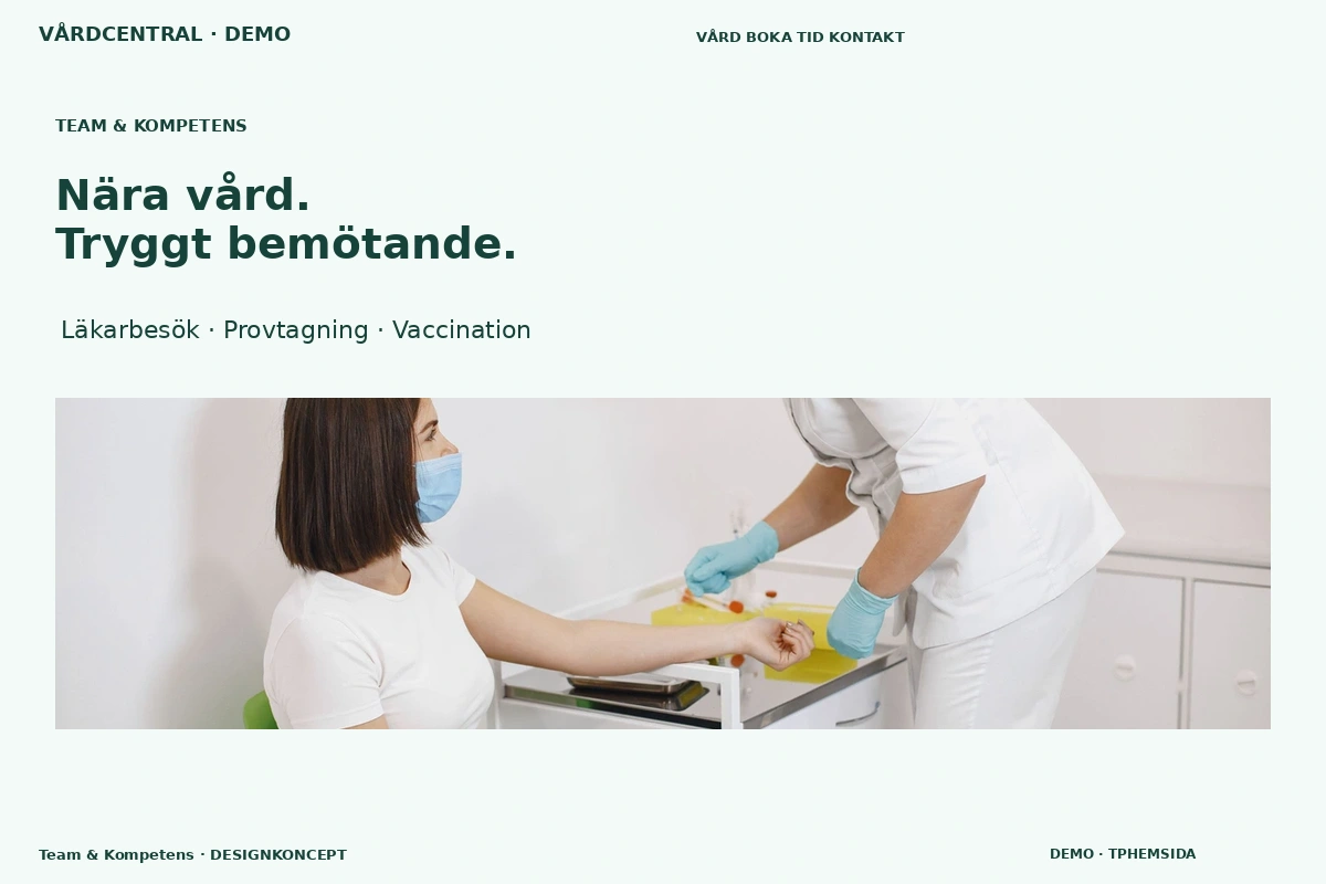 Team & Kompetens – relaterat designförslag för vårdcentral