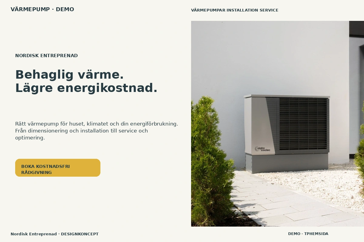 Nordisk Entreprenad – relaterat designförslag för värmepump