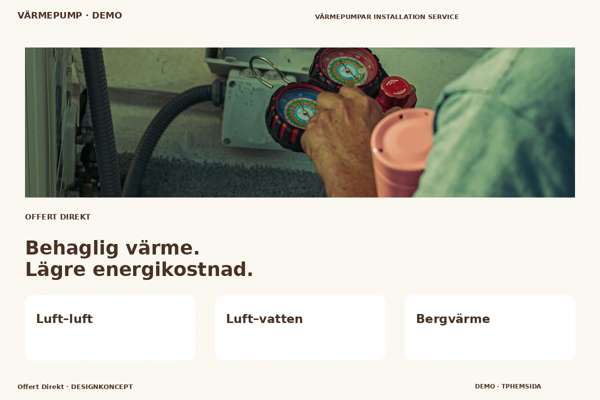 Offert Direkt – designförslag för värmepump