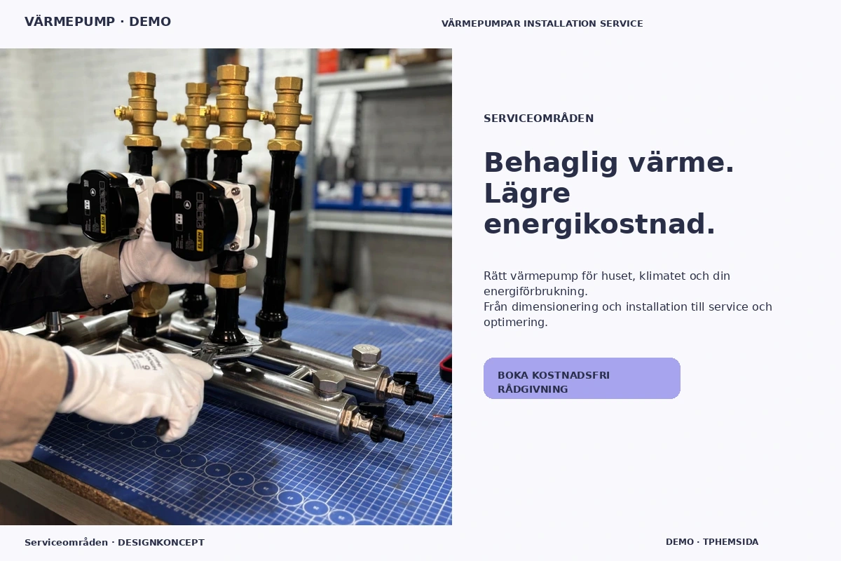 Serviceområden – relaterat designförslag för värmepump